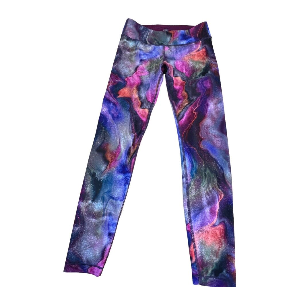 Athleta Girls Galaxy Space Dye Printed Chit Chat Tights Youth Size‎ XL/14